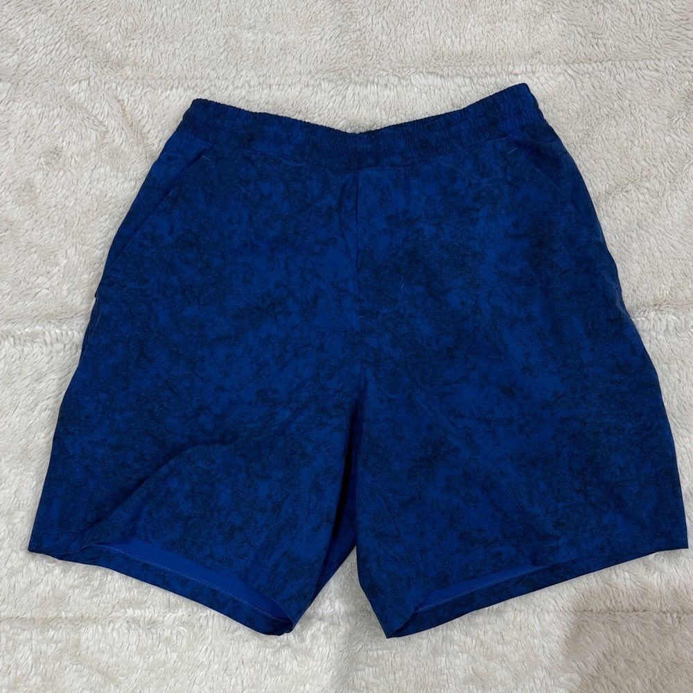 Lululemon Pace Breaker Blue Patterned Mens Shorts
